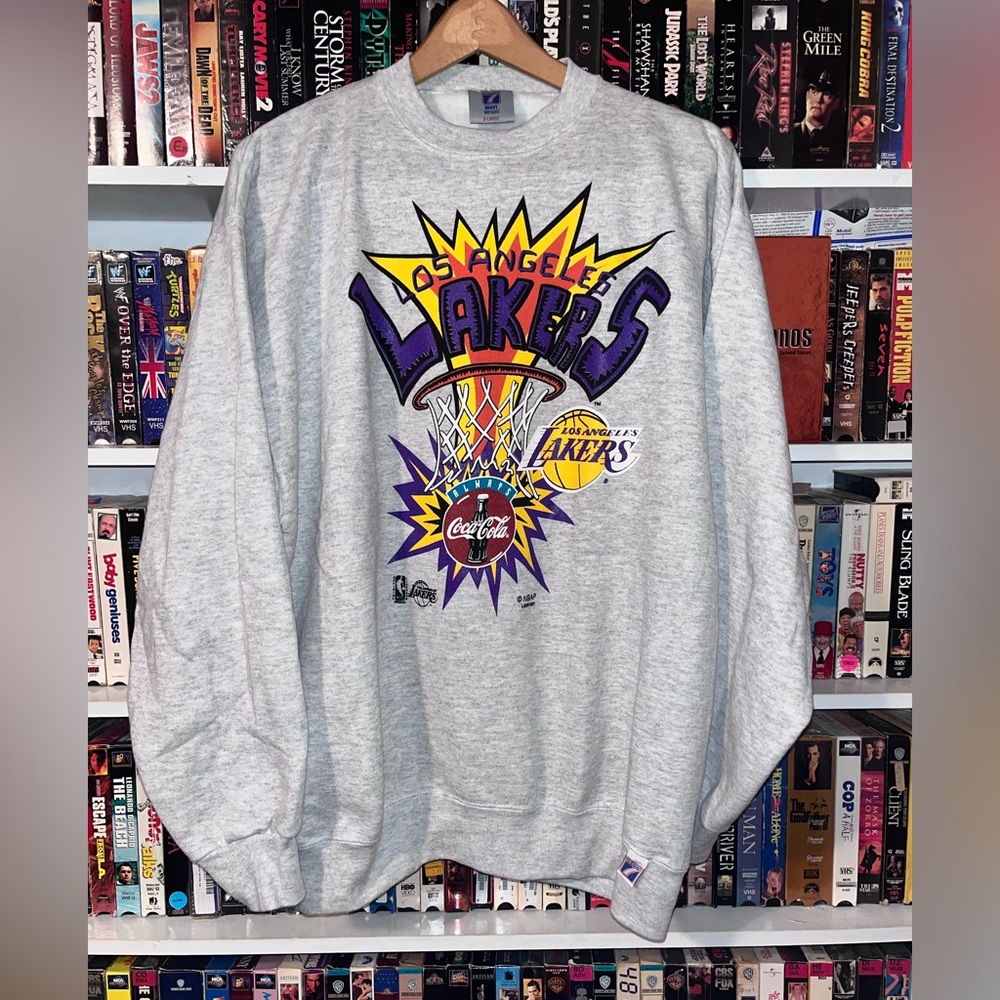 RARE DEAD STOCK Los Angeles Lakers Logo 7 Coca Cola Sweatshirt.